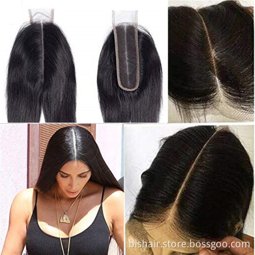 Hair wholesalers Virgin human Hair Closure Human 2x6 lace closure for black woman straight middle part in stock